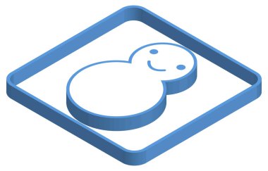 Bir kardan adamın mavi izometrik çizimi