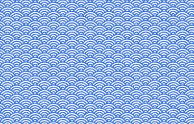 Şeffaf arkaplan mavisi beyaz gölgeli Japon deseni: Aomi dalgası