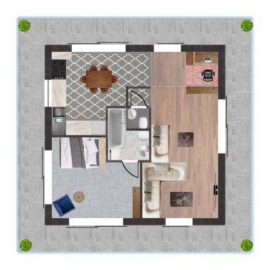 Modern bir aile ev planı. 