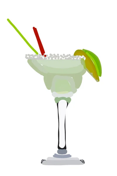 Cocktail Gelo Verde Com Limão Sobre Fundo Branco — Fotografia de Stock
