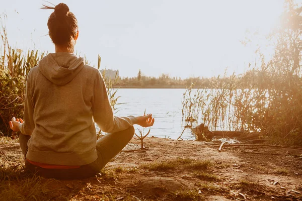 Yoga Park Health Woman Concept Healthy Lifestyle Relaxation — Stock Photo, Image