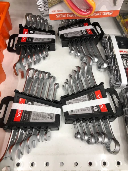 Set Spanners Display Construction Storeshowcase Tool Store — Stock Photo, Image
