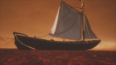 Balıkçılık ya da balıkçı teknesi çölde terk edilmiş.