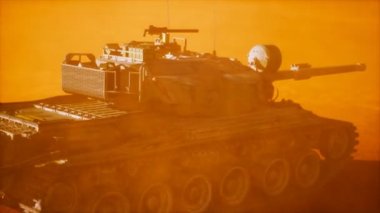 2. Dünya Savaşı Tankı çölde kum fırtınasında
