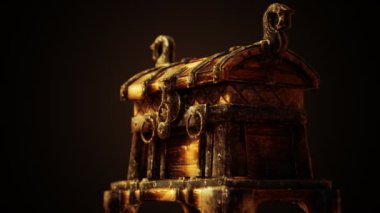 Metal Tokalı Kapalı Tahta Hazine Sandığı