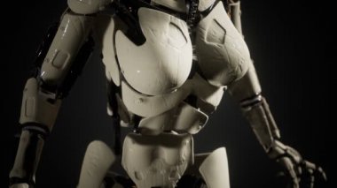Plastik ve çelikten robot kadın.