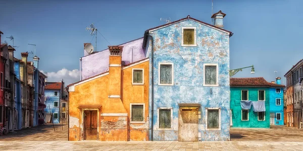 Colourful rundown houses in Burano