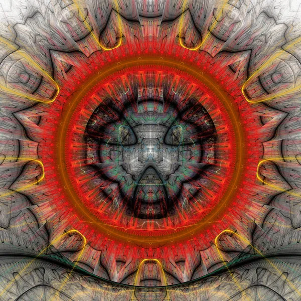 Cardinal Fractal Red Mandala — Stock Photo, Image