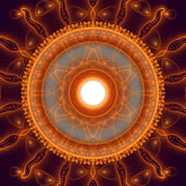 Orange Geometric Solar Mandala — Stock Photo, Image