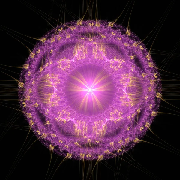 Pembe Parlak Fraktal Mandala — Stok fotoğraf