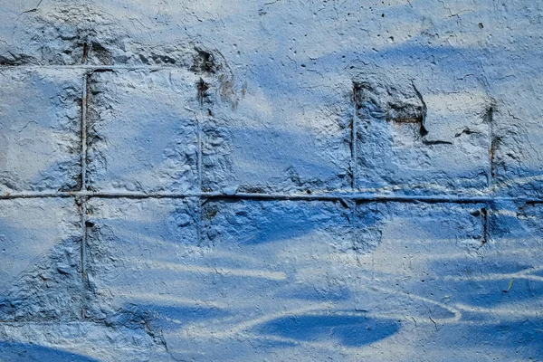 Blauw Cement Gebroken Muur Textuur — Stockfoto