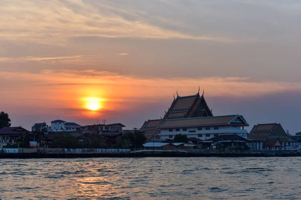 Puesta Sol Río Chao Phraya Bangkok — Foto de Stock