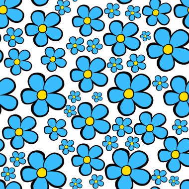  Parlak mavi çiçekli çiçek deseni.