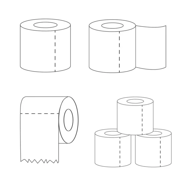 Conjunto de papel higiênico e toalhas de cozinha em um fundo isolado branco . —  Vetores de Stock