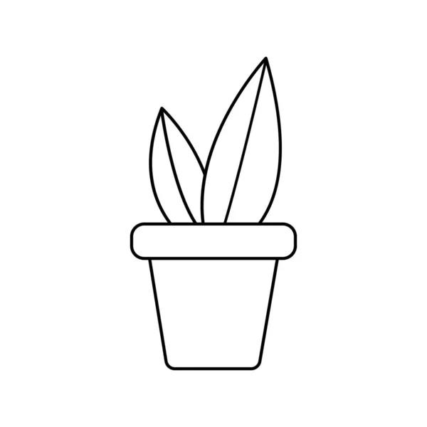 Vektorsilhouette einer Pflanze in einem Blumentopf auf weißem Hintergrund. Blätter einer Pflanze oder Bohrung. — Stockvektor