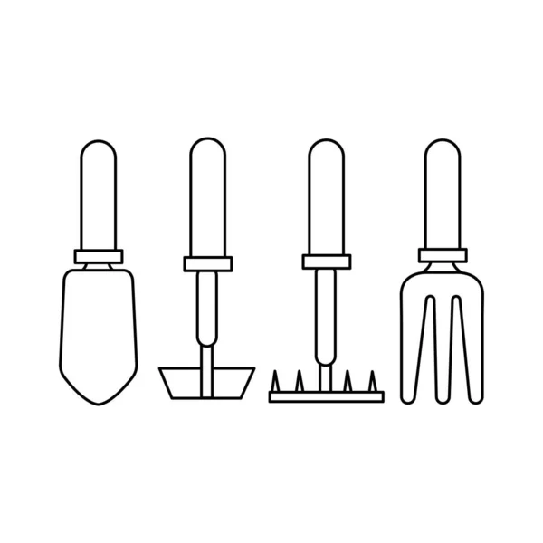 Conjunto de herramientas vectoriales para el jardín sobre un fondo blanco . — Vector de stock