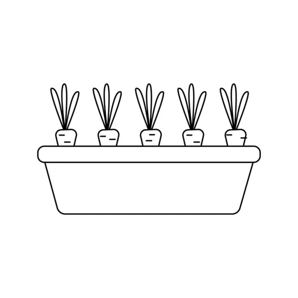 Vektorsilhouette von Karotten im Topf auf weißem Hintergrund, gesunde und ausgewogene Ernährung. — Stockvektor