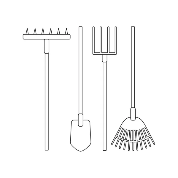 Ensemble d'outils vectoriels pour le jardin sur fond blanc . — Image vectorielle