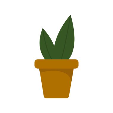 Beyaz arka planda saksıdaki bir bitkinin vektör silueti. Bitki yaprakları ya da can sıkıntısı.