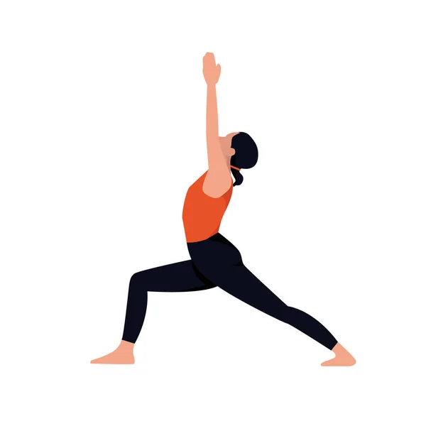 Sportillustration flachen Stil, niedlich robuste Mädchen Yoga auf einem isolierten weißen Hintergrund — Stockvektor