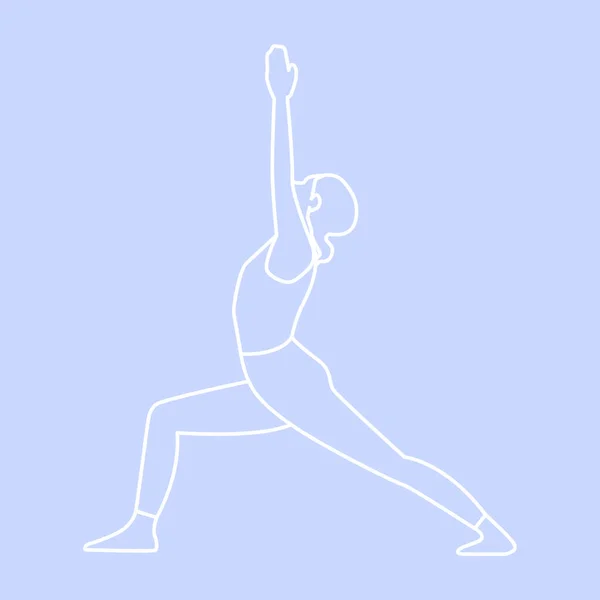 运动图解扁平的风格,可爱健壮的女孩在孤零零的白色背景上做瑜伽.做健身练习，做各种姿势的运动锻炼. — 图库矢量图片