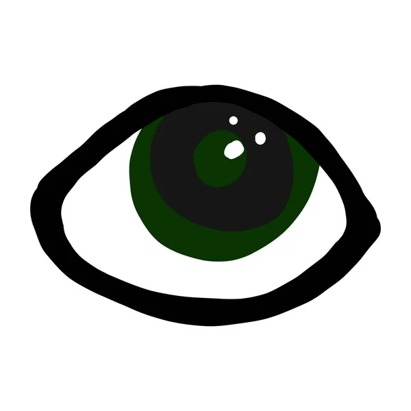 Magické oko zelené barvy na izolovaném bílém pozadí. Talismany jsou zašité. — Stockový vektor