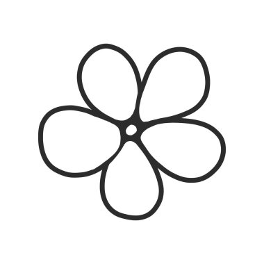 İzole edilmiş beyaz arka planda renkli bir çiçek. Siluet siyah beyaz klip sanatı. 