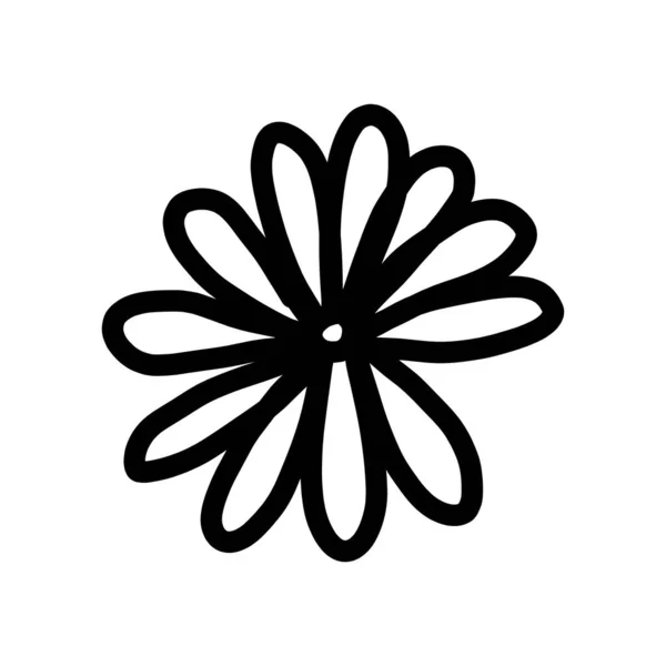Coloriage fleur sur un fond blanc isolé. Clip art noir et blanc Silhouette . — Image vectorielle