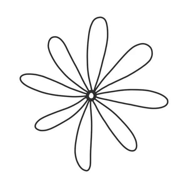 Färbung Blume auf einem isolierten weißen Hintergrund. Silhouette schwarz-weißer Clip Art. — Stockvektor