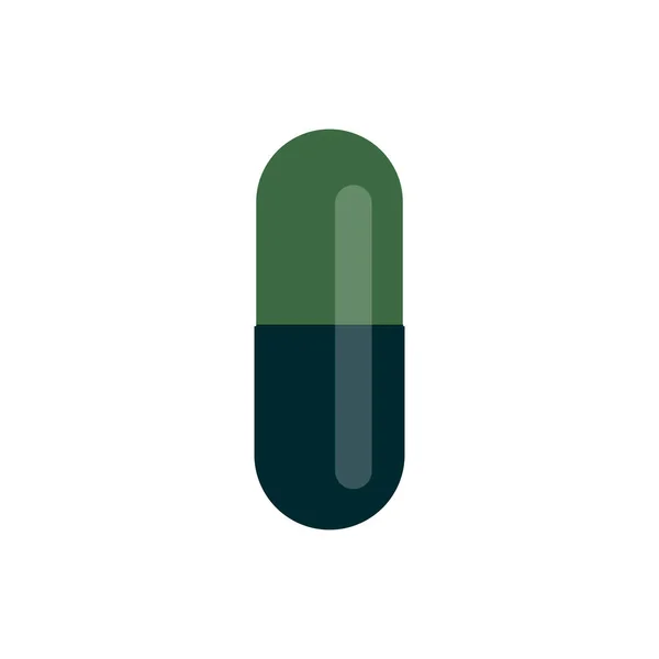 Comprimé vert. Capsule. Pilule sur fond blanc isolé. Flat design site de design plat, logo . — Image vectorielle