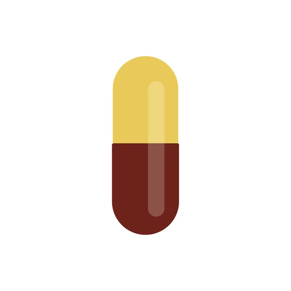 Comprimé jaune. Capsule. Pilule sur fond blanc isolé. Flat design site de design plat, logo . — Image vectorielle