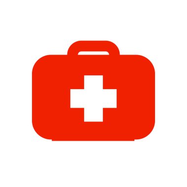 Beyaz zemin üzerinde beyaz haç ile kırmızı doktorlar ilk yardım kiti. 