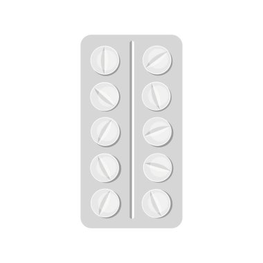 İzole edilmiş beyaz arka planda beyaz antibiyotik tabletlerle su toplamış..