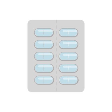 İzole edilmiş beyaz arka planda mavi haplarla su toplamış..