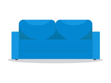 İzole edilmiş beyaz bir arka planda maviler içinde parlak, güzel bir kanepe.. 