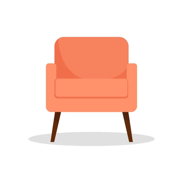 Bright beautiful armchair on the high legs of orange on an isolated white background. — Stock Vector