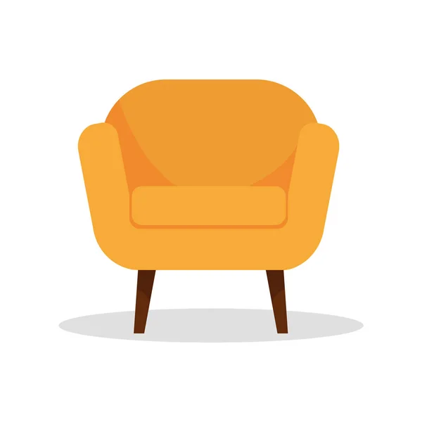 Bright beautiful armchair on yellow high legs on an isolated white background. — Stock Vector