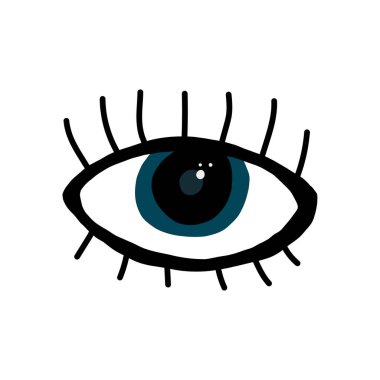 İzole edilmiş beyaz arka planda sihirli turkuaz nazar. Maskot