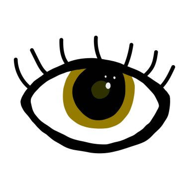 İzole edilmiş beyaz arka planda kahverengi renkli sihirli göz. Tılsımlar dikilmiş..