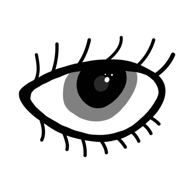 Kouzelné šedé zlé oko na izolovaném bílém pozadí. Maskot. — Stockový vektor