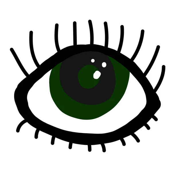 Magisches Auge grüner Farbe auf isoliertem weißem Hintergrund. Talismane werden vernäht. — Stockvektor