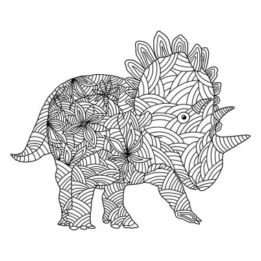 İzole edilmiş beyaz bir arkaplanda otçul dinozor boyama sayfası.