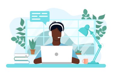 Vektör iş ve öğrenim kavramı evde