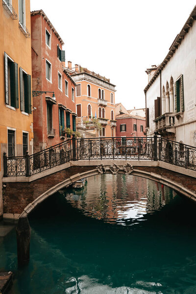View of channel with houses by sides at daytime, Venice, Italy, October 29th, 2020