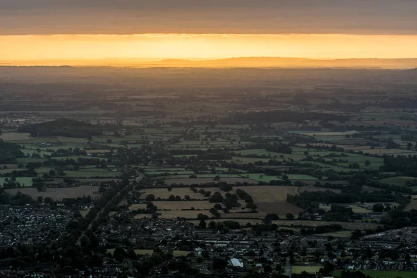 Zon Komt Een Vroege Koude Winterochtend Boven Het Platteland Van — Stockfoto