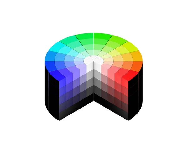 3D färg färger hjul HSV HSB RGB vit bakgrund isolerad isometrisk — Stockfoto