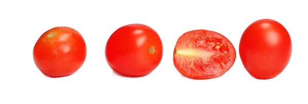 Tomat Merah Diiris Diisolasi Pada Latar Belakang Putih — Stok Foto