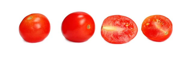 Tomates Rouges Tranchées Isolées Sur Fond Blanc — Photo