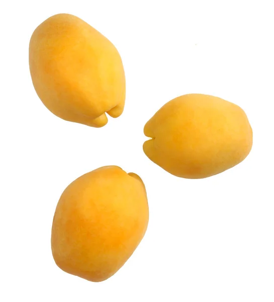 Yellow Apricots Isolated White Background — Stock Photo, Image