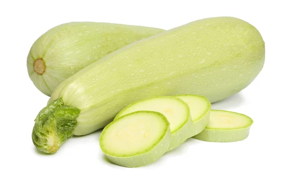 Zucchini Med Skivad Isolerad Vit Bakgrund — Stockfoto